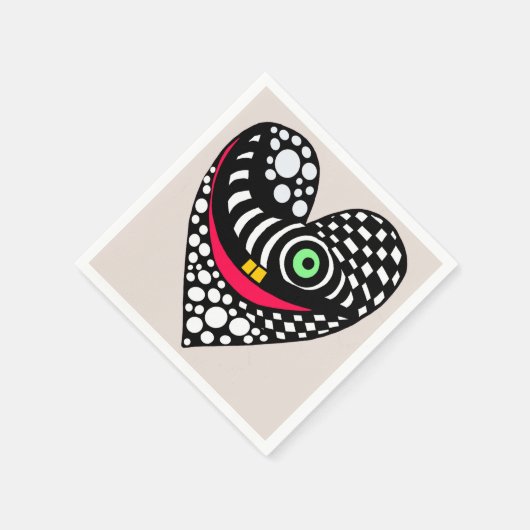 Zwart & wit abstract hart servet (Hoek)