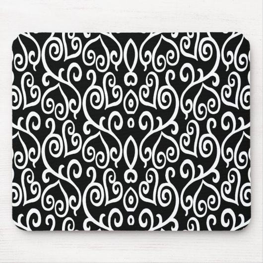 Zwart-wit Abstract hartpatroon Muismat (Voorkant)