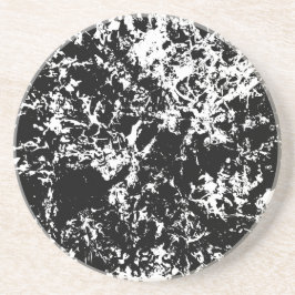 Zwart-wit Abstract IJsformatie Ronde Zandsteen Onderzetter