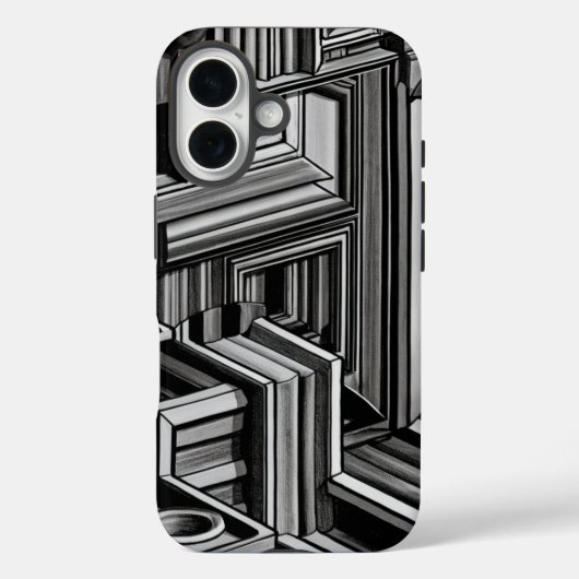 Zwart-wit Abstract industriepatroon Case-Mate iPhone Case (Achterkant)