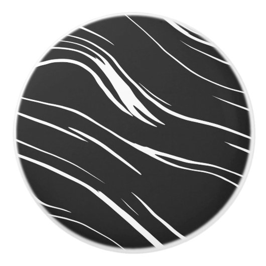 Zwart-wit abstract keramische knop (Voorkant)