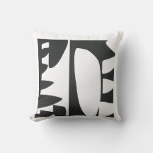 Zwart-wit abstract kleurblok kunst throw kussen