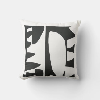Zwart-wit abstract kleurblok kunst throw kussen