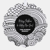 Zwart Wit Abstract Kleuren - Kerstfoto Ornament Kaart (Achterkant)