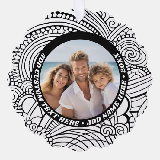 Zwart Wit Abstract Kleuren - Kerstfoto Ornament Kaart (Voorkant)