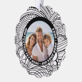 Zwart Wit Abstract Kleuren - Kerstfoto Ornament Kaart (Links)