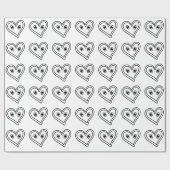 Zwart - wit Abstract kunsthartgezicht Cadeaupapier (Vlak)