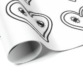 Zwart - wit Abstract kunsthartgezicht Cadeaupapier (Rol Hoek)