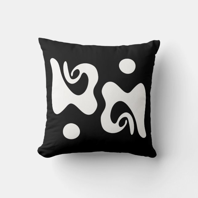 Zwart-wit abstract kussen (Voorkant)