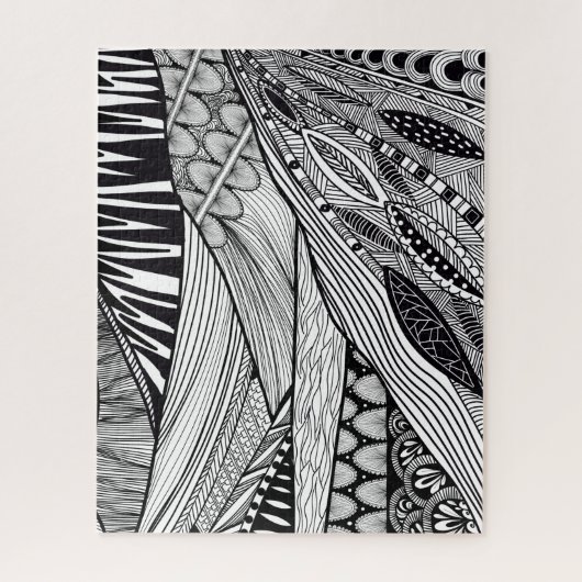 Zwart wit abstract landschap legpuzzel (Verticaal)