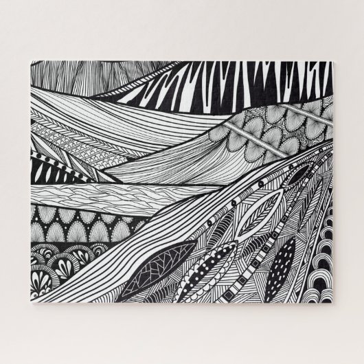 Zwart wit abstract landschap legpuzzel (Horizontaal)