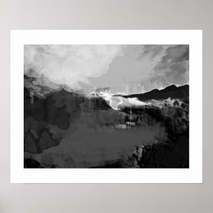 zwart-wit abstract landschap poster