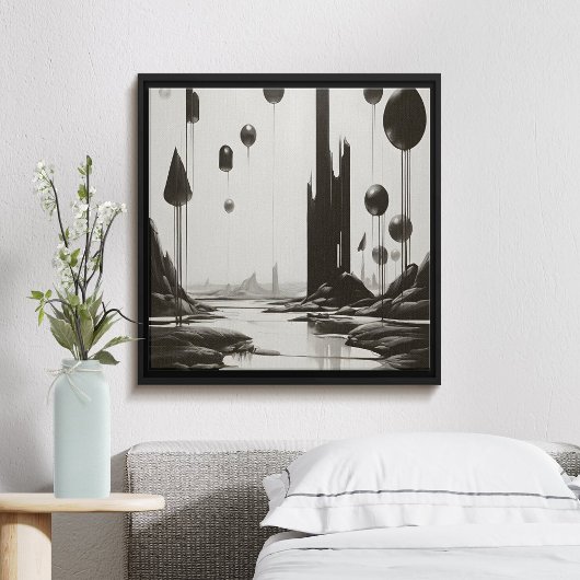 Zwart-wit Abstract Landschapsschilderij Poster