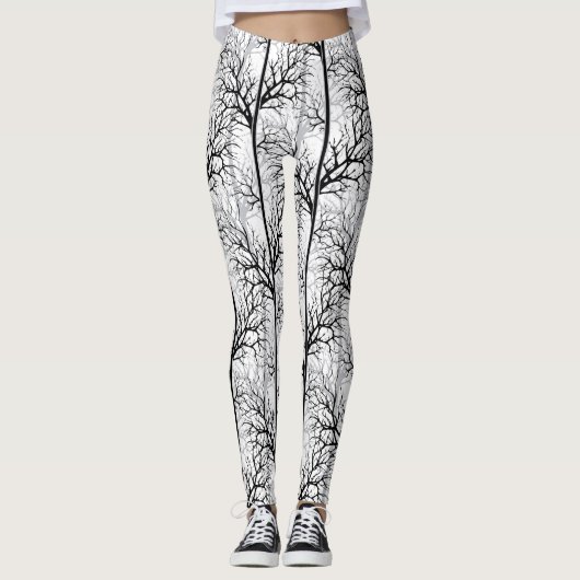 Zwart-wit abstract leggings (Voorkant)