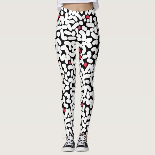 Zwart wit abstract leggings (Voorkant)