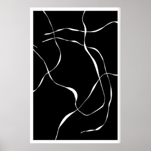 Zwart-wit abstract lijnenprint - Stromend Poster