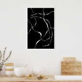 Zwart-wit abstract lijnenprint - Stromend Poster (Keuken)
