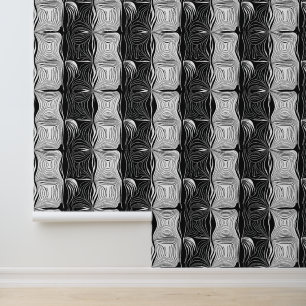 Zwart-wit Abstract lijnpatroon Behang