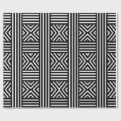 Zwart-wit abstract lijnpatroon cadeaupapier (Vlak)
