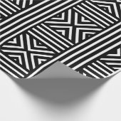 Zwart-wit abstract lijnpatroon cadeaupapier (Hoek)