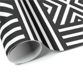 Zwart-wit abstract lijnpatroon cadeaupapier (Rol Hoek)