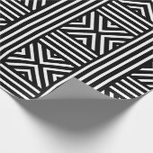 Zwart-wit abstract lijnpatroon cadeaupapier (Hoek)