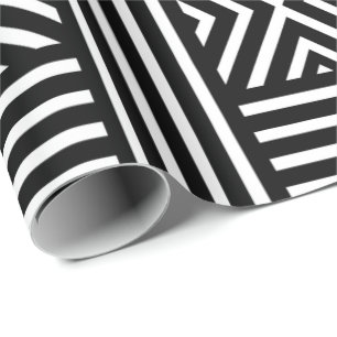 Zwart-wit abstract lijnpatroon cadeaupapier