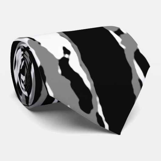 Zwart-wit Abstract lineair afdrukken Stropdas (Opgerold)