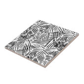 Zwart wit Abstract Lineair getekend lijnpatroon Tegeltje (Zijkant)