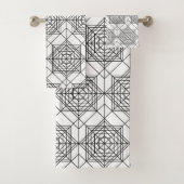 zwart-wit Abstract lineair patroon Bad Handdoek (Insitu)
