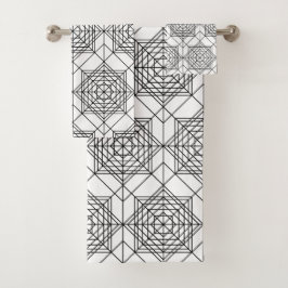  zwart-wit Abstract lineair patroon Bad Handdoek