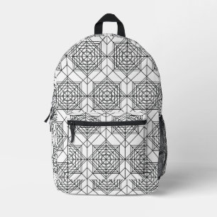 zwart-wit Abstract lineair patroon Bedrukte Rugzak