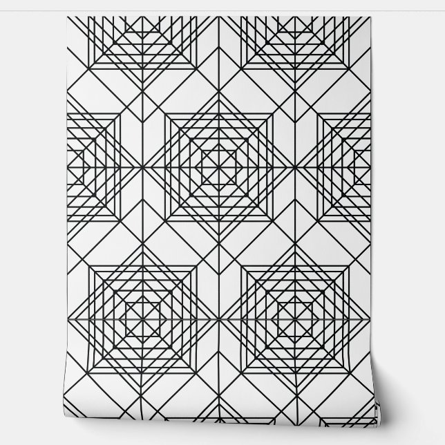  zwart-wit Abstract lineair patroon Behang (Afrollen)