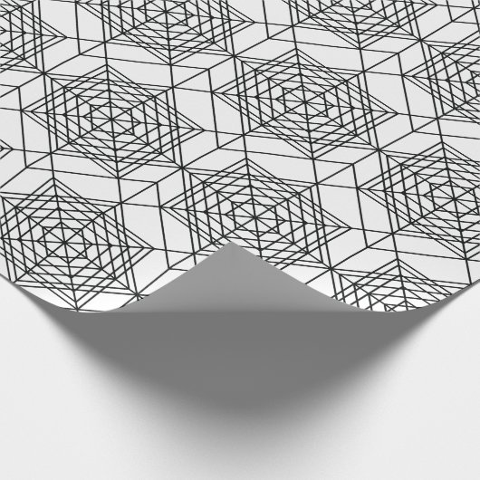 zwart-wit Abstract lineair patroon Cadeaupapier (Hoek)