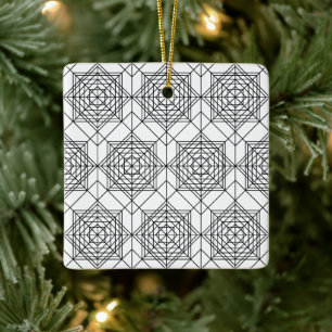 zwart-wit Abstract lineair patroon Keramisch Ornament