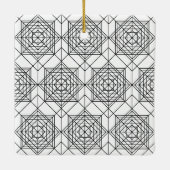 zwart-wit Abstract lineair patroon Keramisch Ornament (Achterkant)