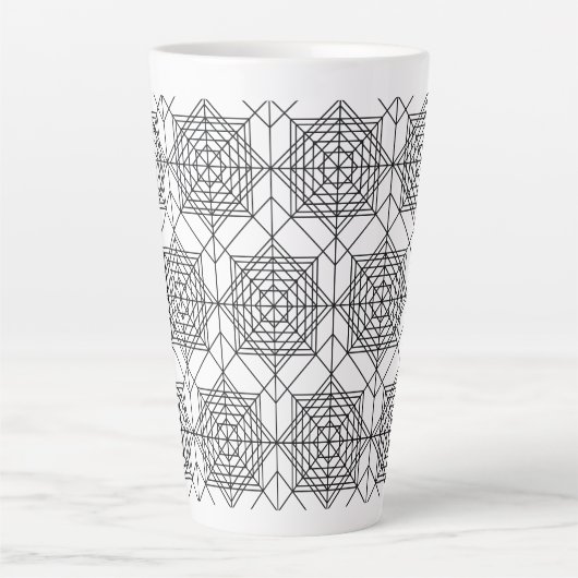 zwart-wit Abstract lineair patroon Latte Mok (Voorkant)