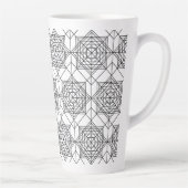  zwart-wit Abstract lineair patroon Latte Mok (Rechts)