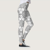 zwart-wit Abstract lineair patroon Leggings (Rechts)