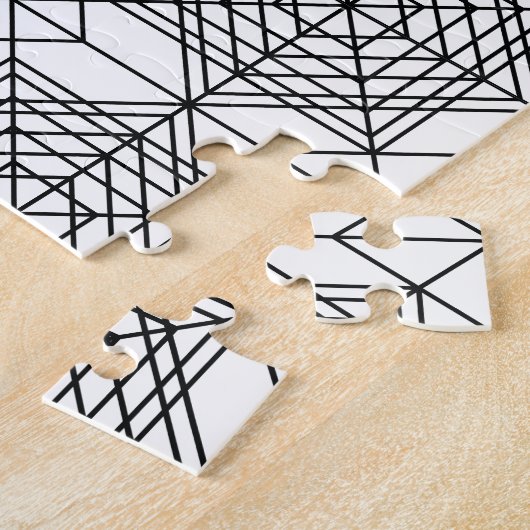  zwart-wit Abstract lineair patroon Legpuzzel (Zijkant)