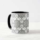  zwart-wit Abstract lineair patroon Mok (Voorkant links)