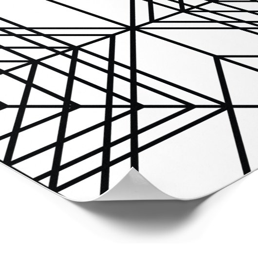 zwart-wit Abstract lineair patroon Poster (Hoek)
