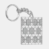  zwart-wit Abstract lineair patroon Sleutelhanger (Voorkant Links)