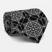  zwart-wit Abstract lineair patroon Stropdas (Opgerold)