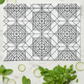  zwart-wit Abstract lineair patroon Theedoek (Gevouwen)