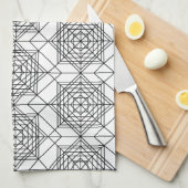  zwart-wit Abstract lineair patroon Theedoek (Quarter Fold)