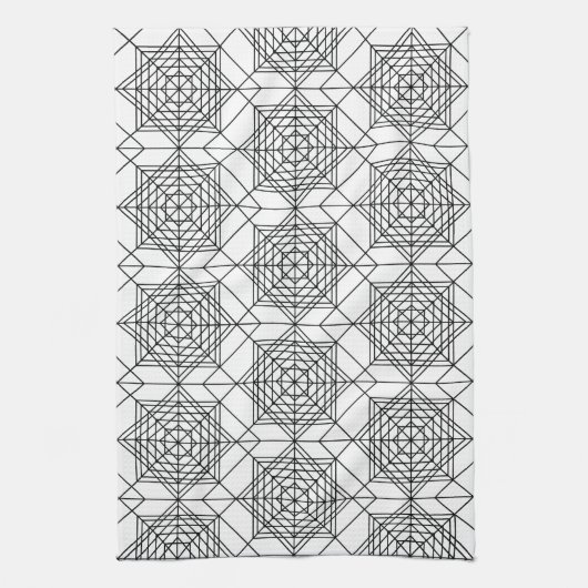  zwart-wit Abstract lineair patroon Theedoek (Verticaal)