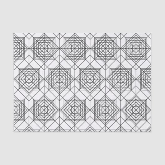  zwart-wit Abstract lineair patroon Tissuepapier (Voorkant)