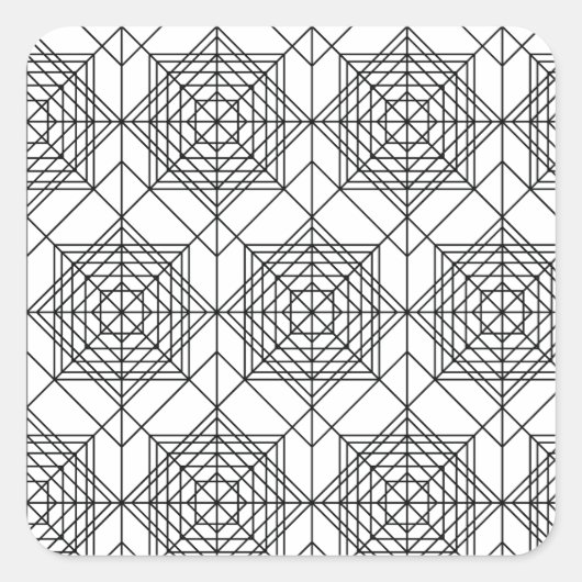 zwart-wit Abstract lineair patroon Vierkante Sticker (Voorkant)