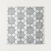  zwart-wit Abstract lineair patroon Wandkleed (Voorkant (horizontaal))